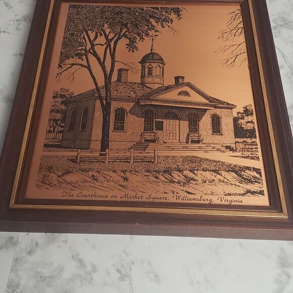 Colonial Williamsburg Courthouse Copper Etching Picture - Picture 4 of 10